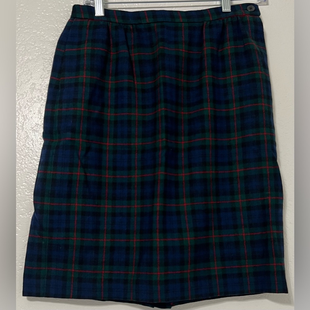 Pendleton Petite 100% Virgin Wool Tartan Plaid Skirt 8 USA Preppy Vintage Tartan